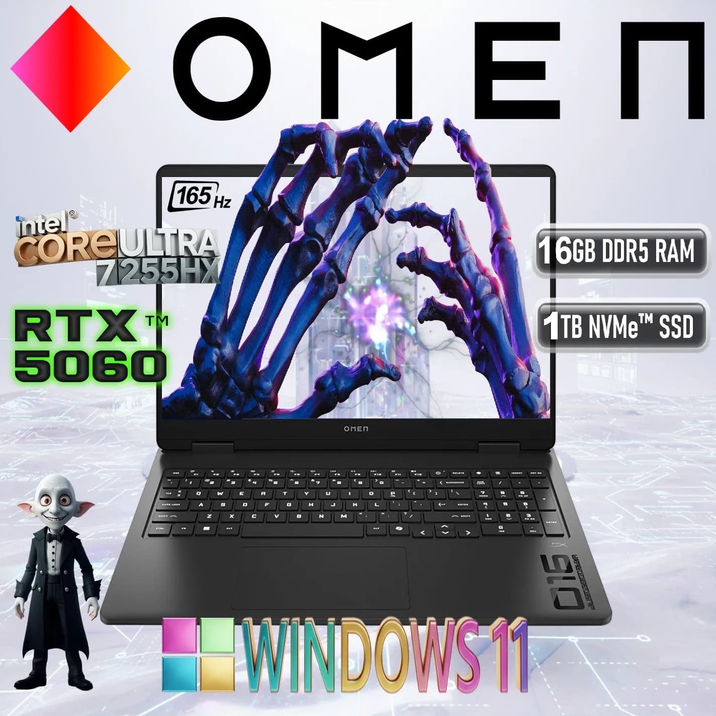 HP OMEN Slim 16 : Intel Core Ultra 7 255H | 16GB DDR5 RAM ; 1TB NVMe SSD | RTX 5060 (8GB) + Arc 140T GPU