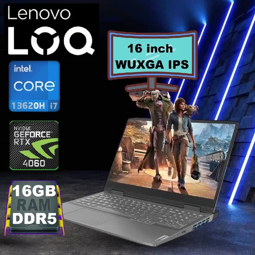 LENOVO LOQ 16IRH8 Intel Core i7-13620H | 16GB DDR5 RAM, 512GB SSD | RTX 4060 8GB | 16 inch WUXGA IPS Display | DOS