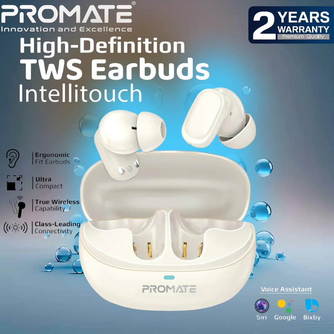 Promate Lush-Pro IntelliTouch True Wireless Earbuds With Bluetooth 5.4, Dual Mic Clarity, 36H Battery Life