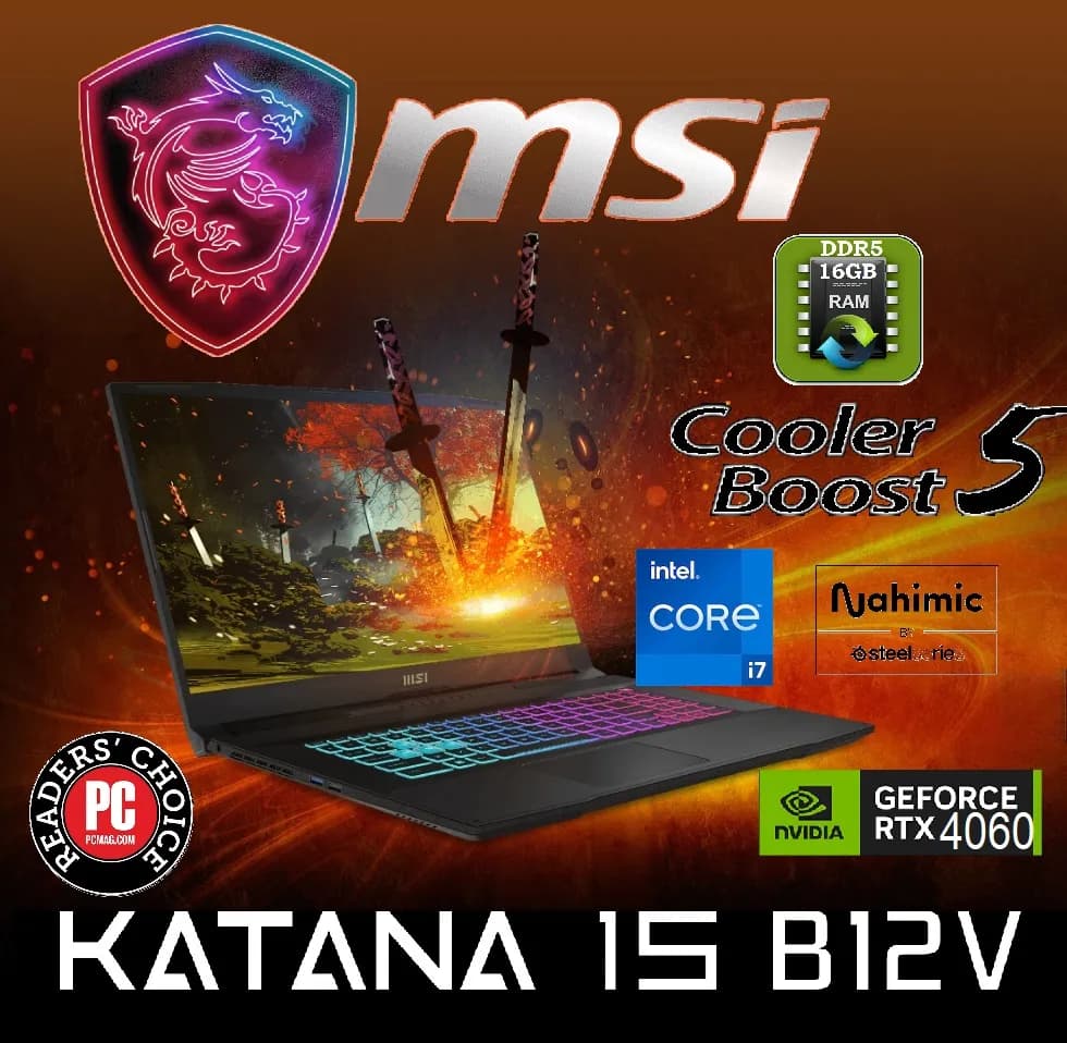 MSI KATANA 15 B12VFK Intel Core i7-12650H | 16GB DDR5 RAM, 512GB SSD | RTX 4060 8GB GDDR6 | Windows 11 Home