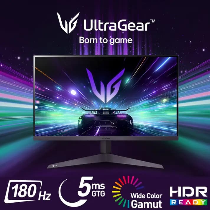 LG 27″ UltraGear FHD 180Hz VA Gaming Monitor with AMD FreeSync, HDR10, Black Stabilizer, Crosshair, 1ms MBR