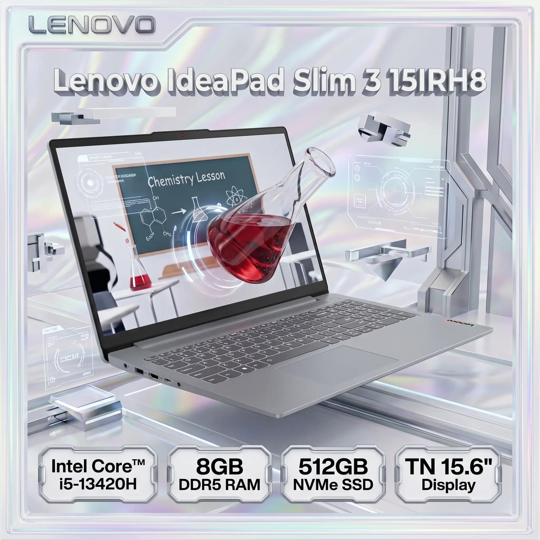 Lenovo IdeaPad Slim 3 15IRH8 Intel Core i5-13420H | 8GB DDR5 RAM, 512GB SSD | 15.6″ FHD TN Display | Intel UHD Graphics