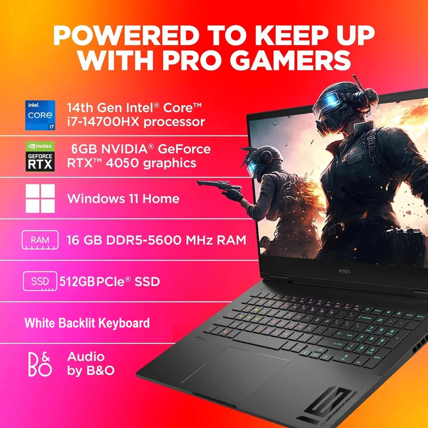 hp OMEN 16t-wf100 Intel Core i7-14700HX | 16GB DDR5 RAM , 512GB SSD | RTX 4050 6GB | 16.1″ FHD Display 165 Hz | Windows 11