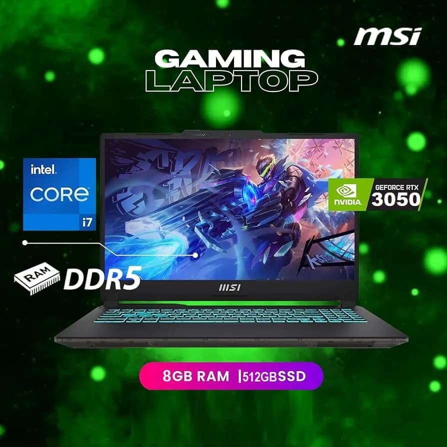 MSI Cyborg 15 A13UC-821XAE | Core i7 -13620H | 8GB DDR5 RAM, 512GB SSD | RTX 3050 6GB GDDR6 | 15.6β³ FHD IPS 144Hz | DOS