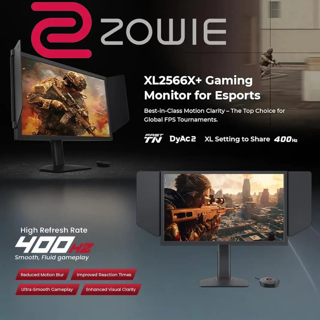 BenQ Zowie XL2566X+ 24.1″ Fast TN 400Hz Esports Gaming Monitor with Motion Clarity DyAc2, 1080p, Shielding Hood, XL Setting to