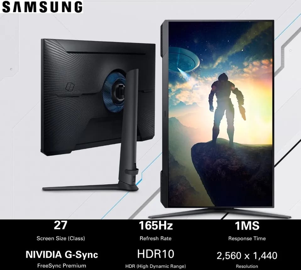 Samsung 27″ Odyssey G5 CG510, QHD Flat Gaming Monitor, 165Hz Refresh Rate & 1ms esponse Time