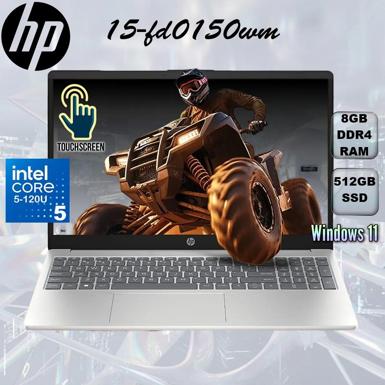 HP 15-fd0150wm Intel Core 5 120U | 8GB DDR4 RAM; 512GB NVMe SSD | Integrated Graphics | 15.6inch FHD IPS TouchScreen
