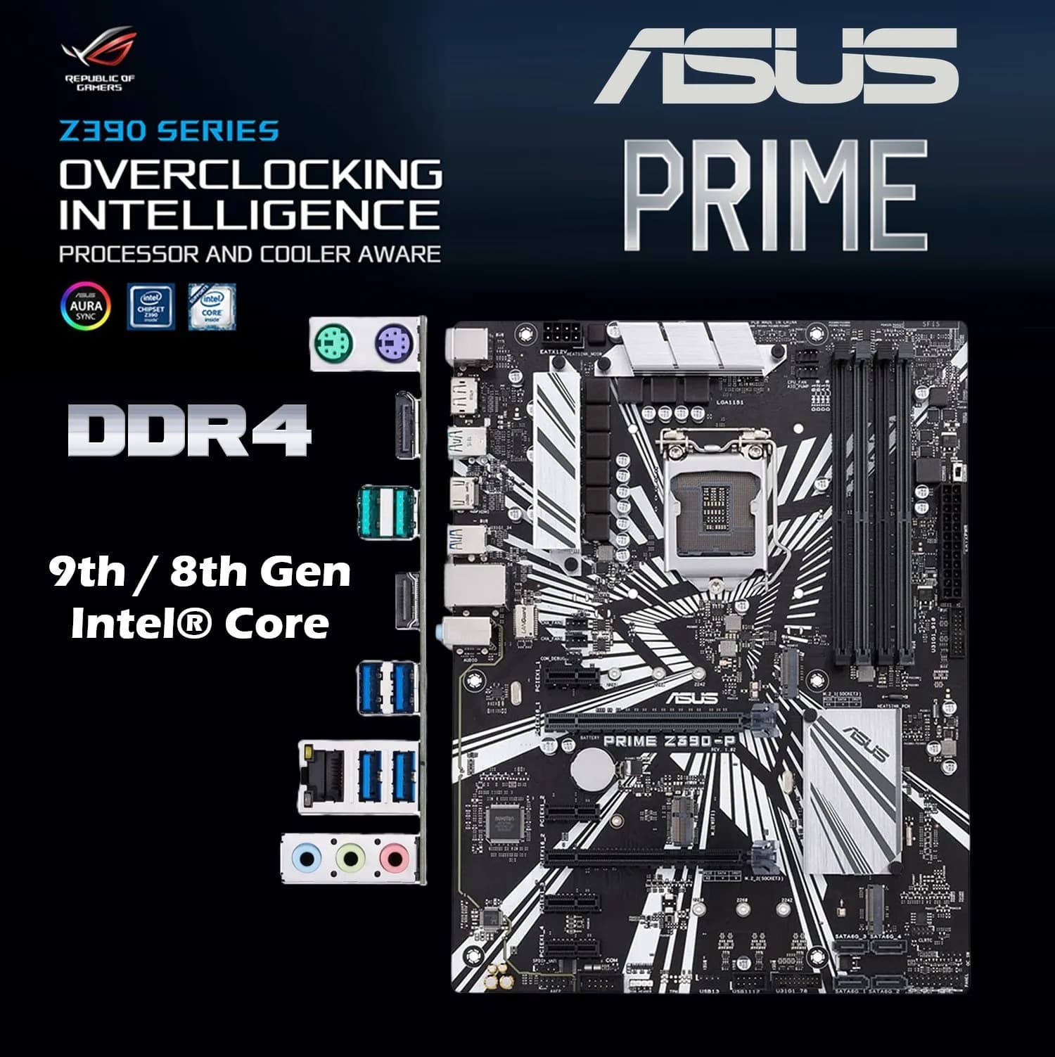 ASUS Prime Z390-P DDR4 ATX Motherboard: Intel LGA 1151 with OptiMem II, DDR4 4266 MHz, Dual M.2, HDMI