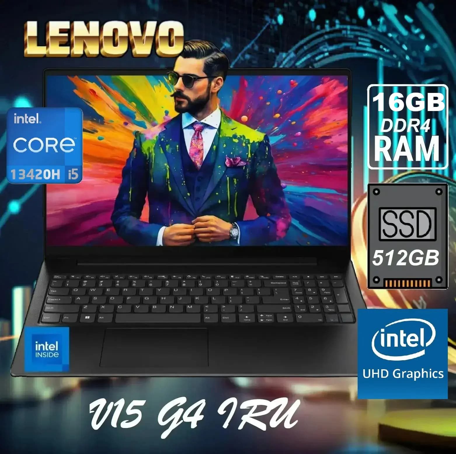 Lenovo V15 G4 IRU Intel Core i5-13420H | 16GB DDR4 RAM, 512GB SSD NVMe | 15.6″ FHD TN Display | DOS | Intel UHD Graphics
