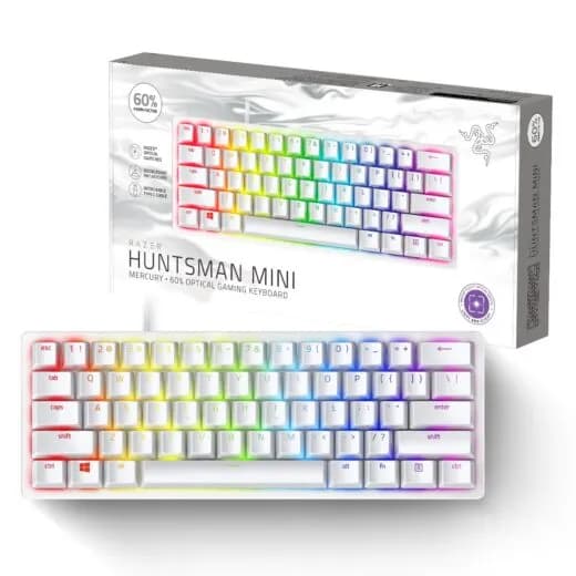 Razer Huntsman Mini WHITE 60% Gaming Keyboard PURPLE SWITCH “OPENBOX”