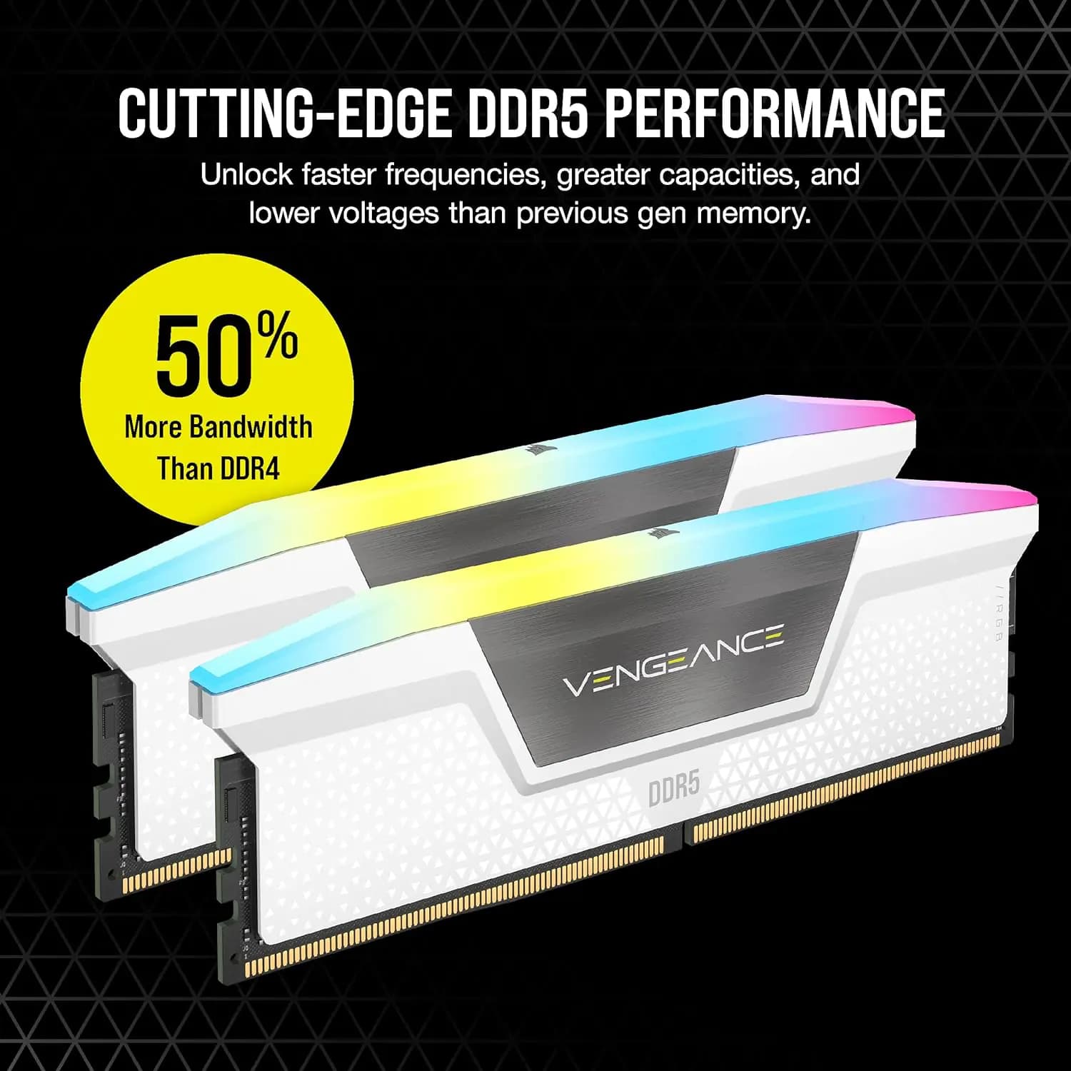 CORSAIR VENGEANCE RGB DDR5 RAM 32GB Kit (2x16GB) 6000MHz CL36 1.40V (PC5 48000) 288-Pin Intel XMP iCUE Compatible Computer