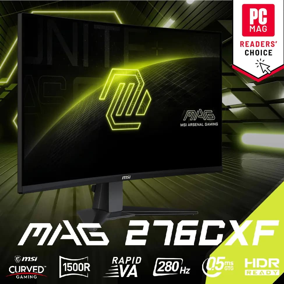 MSI MAG 276CXF 27″ FHD 280Hz (1500R) Curved Gaming Monitor; 0.5ms (MPRT) Rapid VA Panel Non-Glare with Narrow Bezel