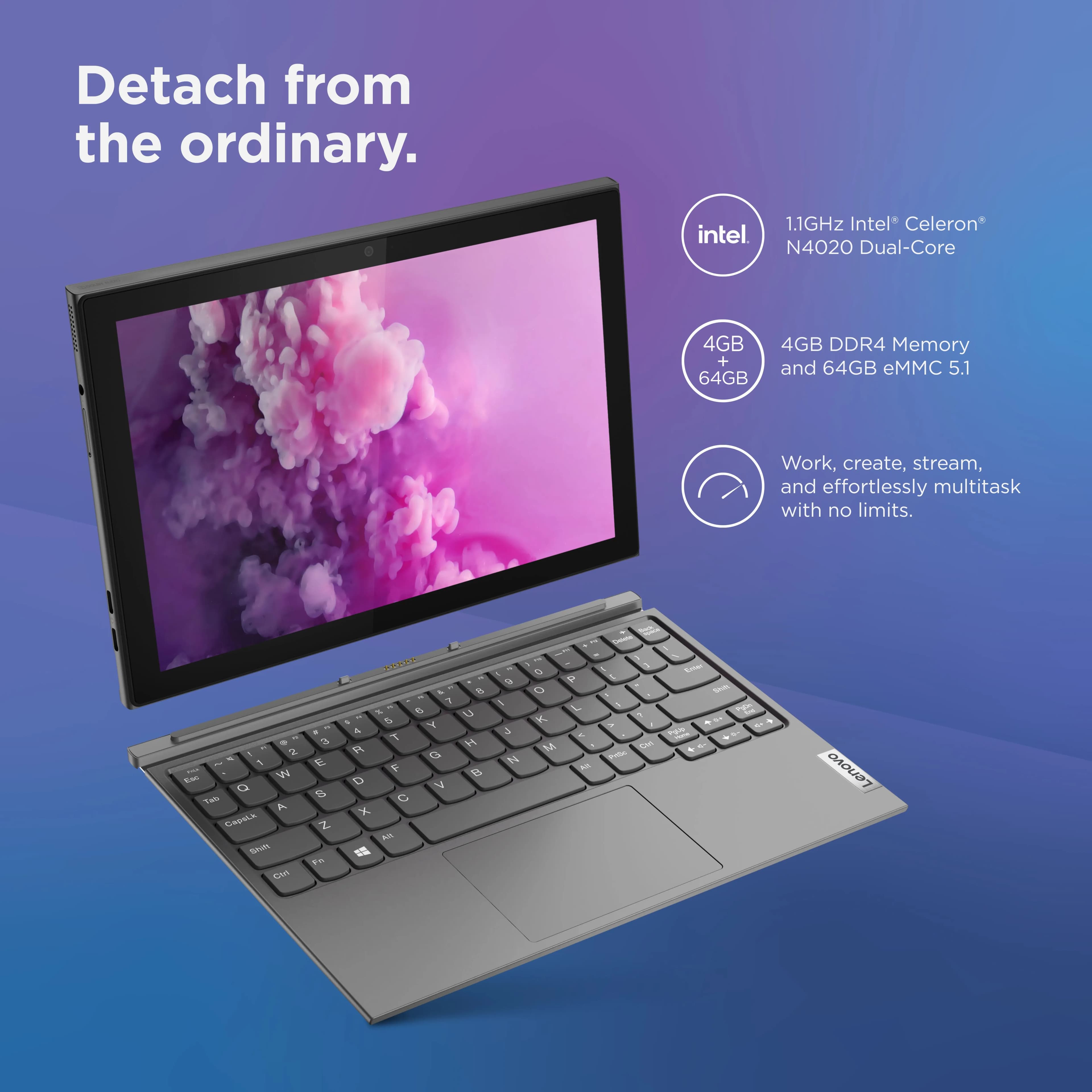 LENOVO IdeaPad Duet 3 10IGL5 Intel Celeron N4020 | 4GB DDR4 RAM ; 64GB eMMC | Touchscreen 10.3″ WUXGA IPS Diplay | Windows 10