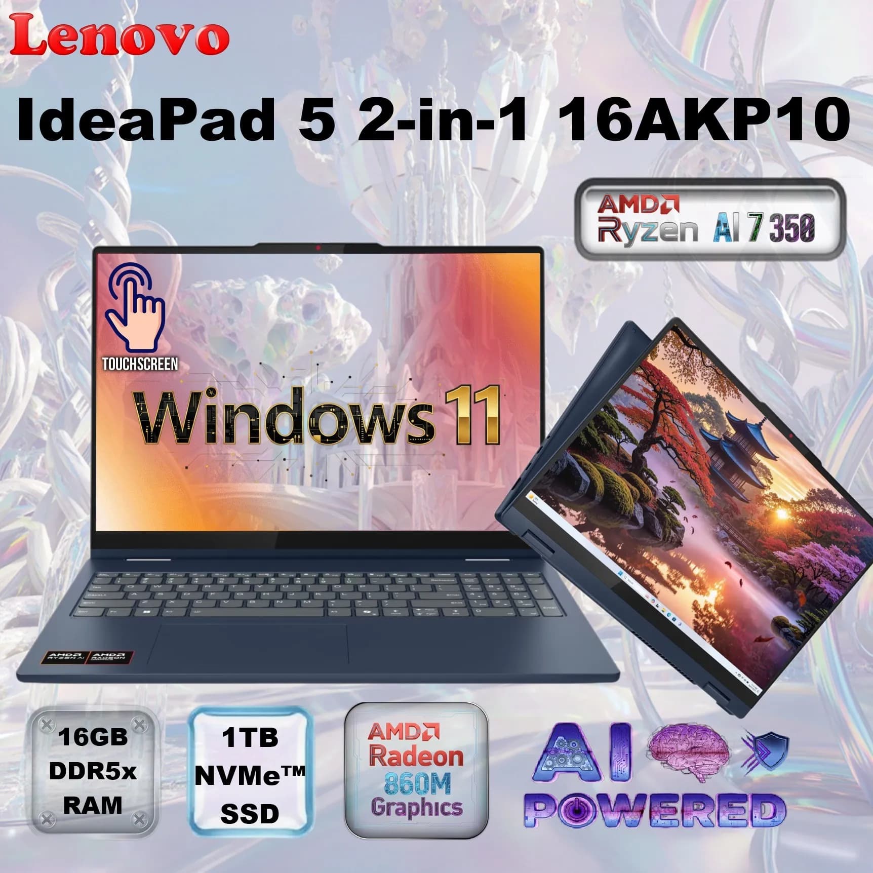 Lenovo IdeaPad 5 2-in-1 16AKP10 | AMD Ryzen AI 7 350 | 16GB RAM | 1TB SSD| 16"