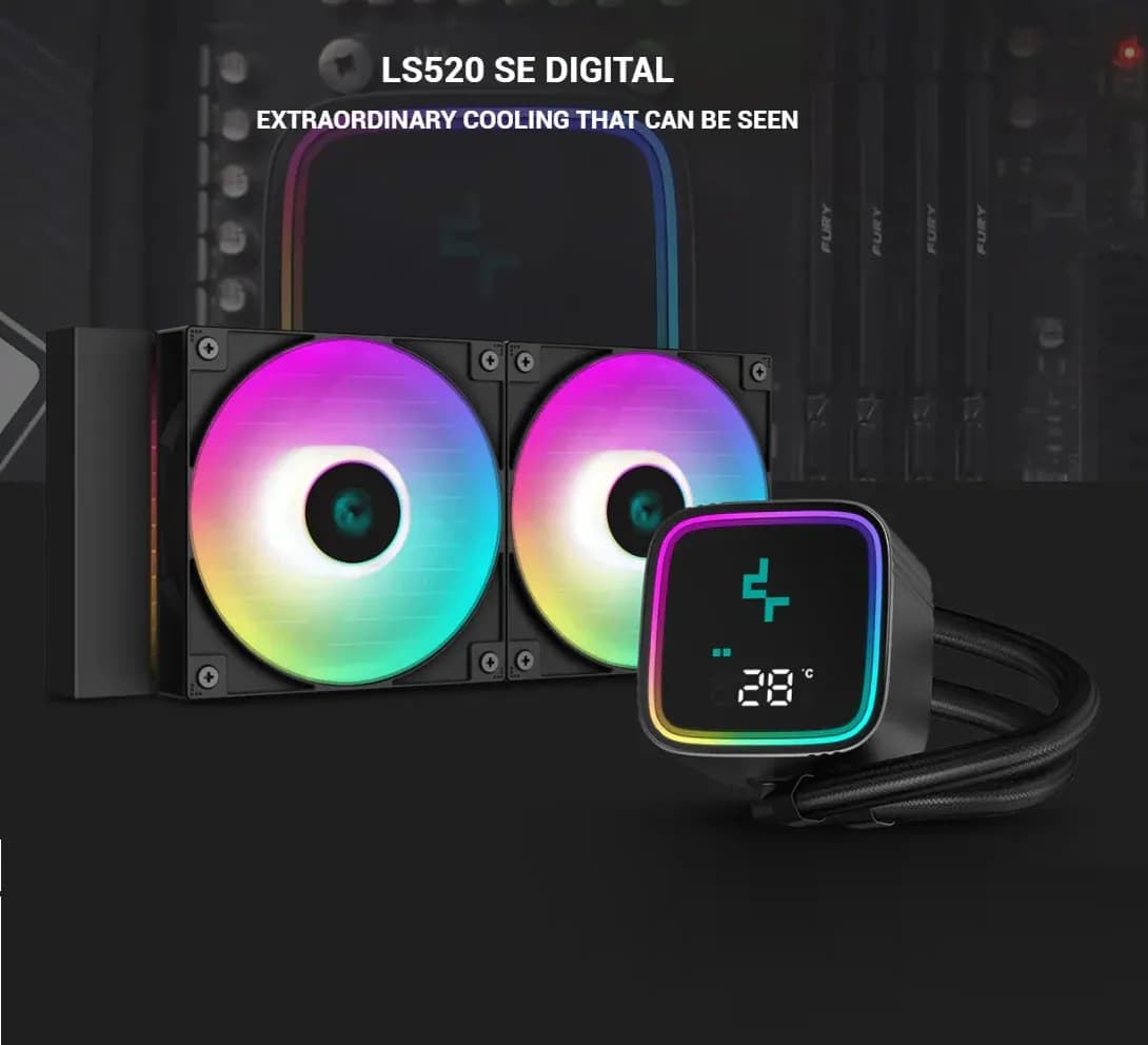 DeepCool LS520 SE Digital 240mm AIO Liquid Cooler 240mm 4th Gen Dual-Chamber Pump 3100RPM 280w TDP AIO Cooler Anti-Leak Tech...