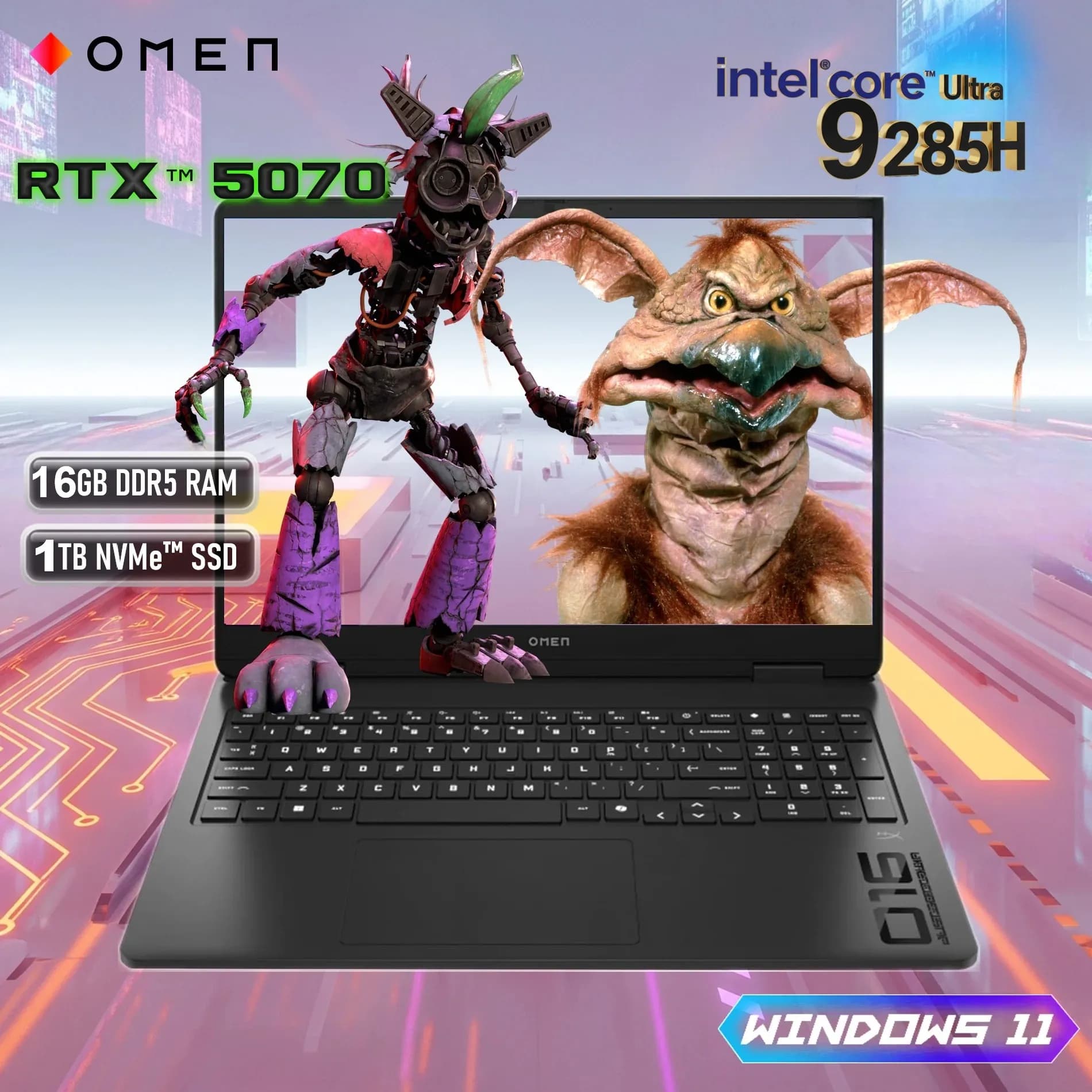 HP OMEN Slim Gaming 16-an000 Intel Core Ultra 9 285H | 16GB DDR5 RAM, 1TB NVMe SSD | RTX 5070 (8GB)