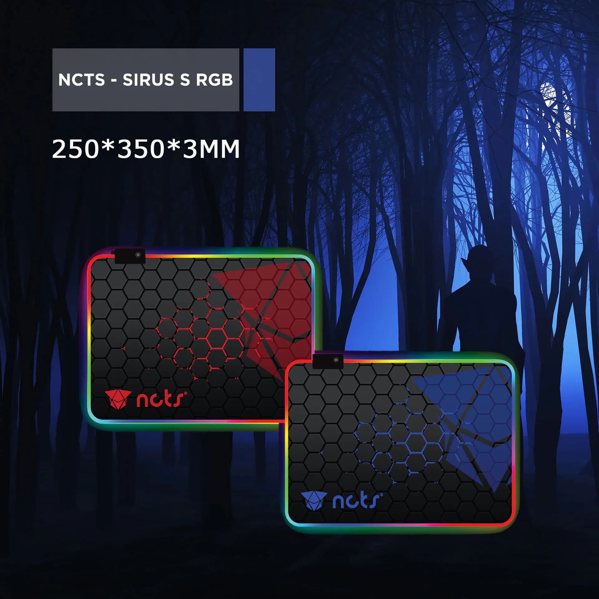 NCTS Sirus Small RGB Mousepad 250×350×3mm: Smooth Surface, Precise Tracking, Dynamic RGB Lighting, Anti-Slip Base, Ideal for... (AK-02189-NSSK)
