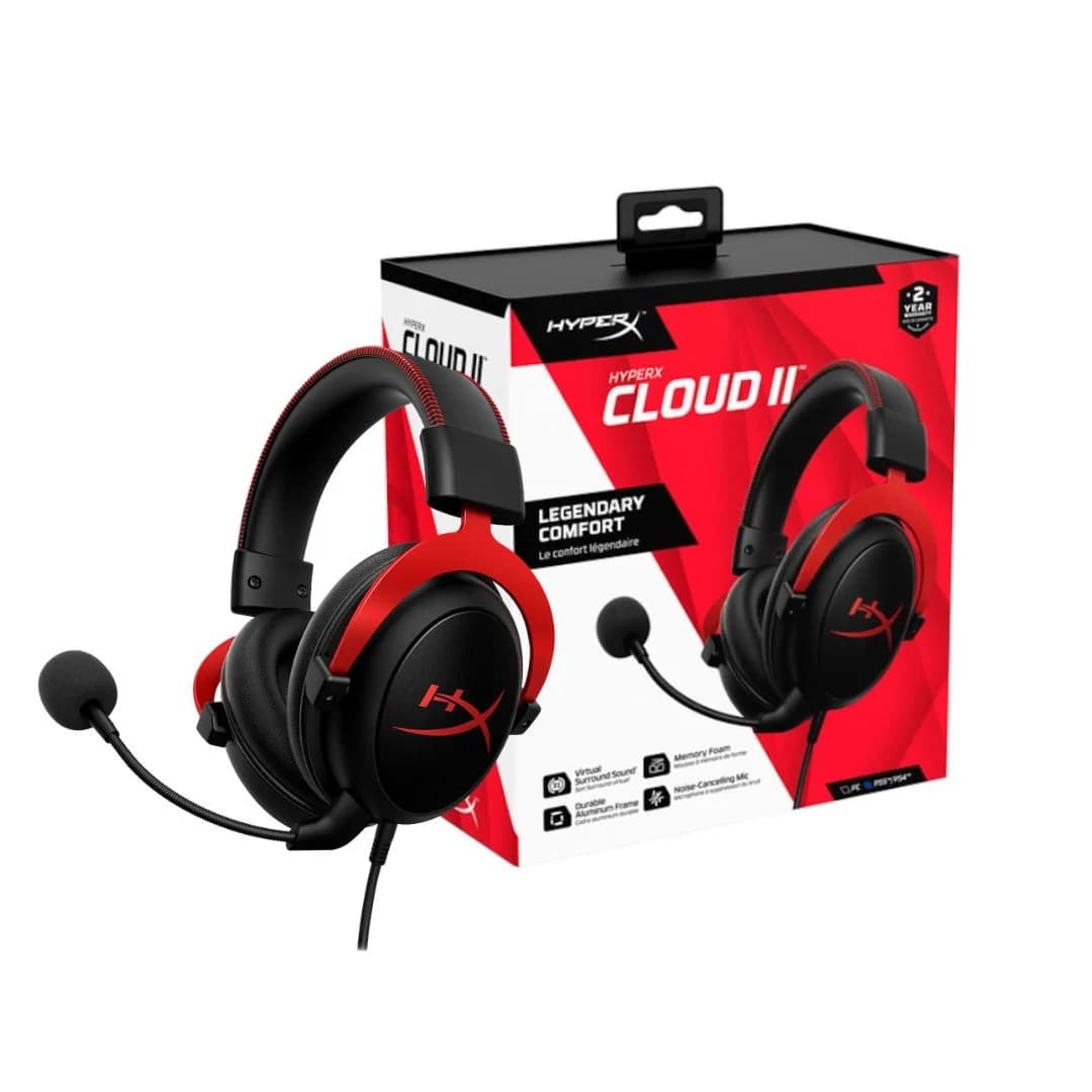 HyperX Cloud II Wired Gaming Headset - Black/Red (Open Box)