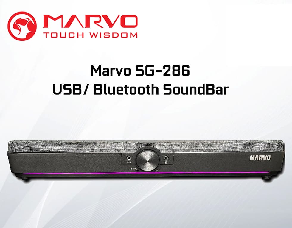 SG-286 Gaming Speaker | USB & Bluetooth Soundbar | RGB Lighting | 5W x 2 Power Output | 60Hz-20KHz | Compact Design