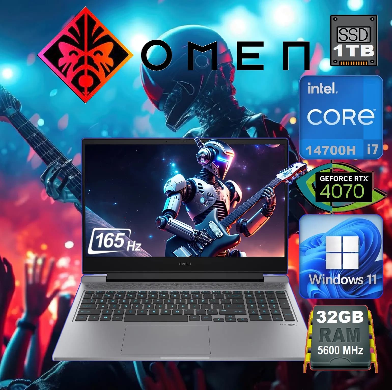 OMEN by HP 16-ae0001nr Intel Core i7-14700HX | 32GB DDR5 RAM ; 1TB SSD | RTX 4070 ; 8GB | 16.1-inch FHD IPS Display 165Hz (AK-21424)