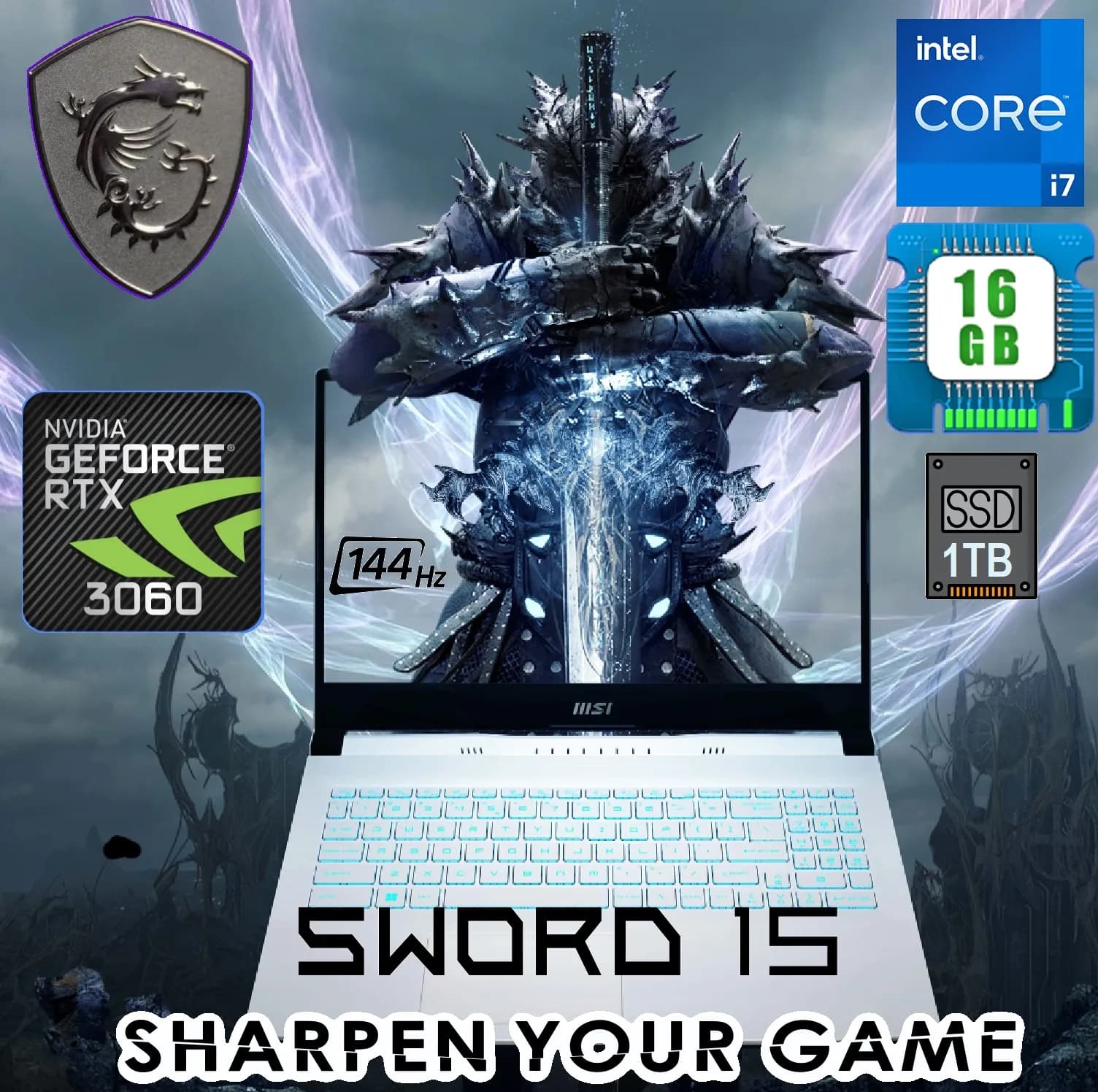 MSI SWORD 15 A12UE-605 Intel Core i7-12650H | 16 GB DDR4 RAM; 1TB SSD | 15.6 inch IPS Display 144 HZ | RTX 3060; 6GB