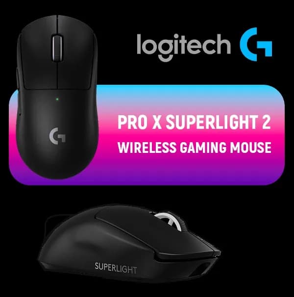Logitech G PRO X SUPERLIGHT 2 LIGHTSPEED Wireless Gaming Mouse, 4K Polling, Lightweight, LIGHTFORCE Hybrid Switches, HERO 2