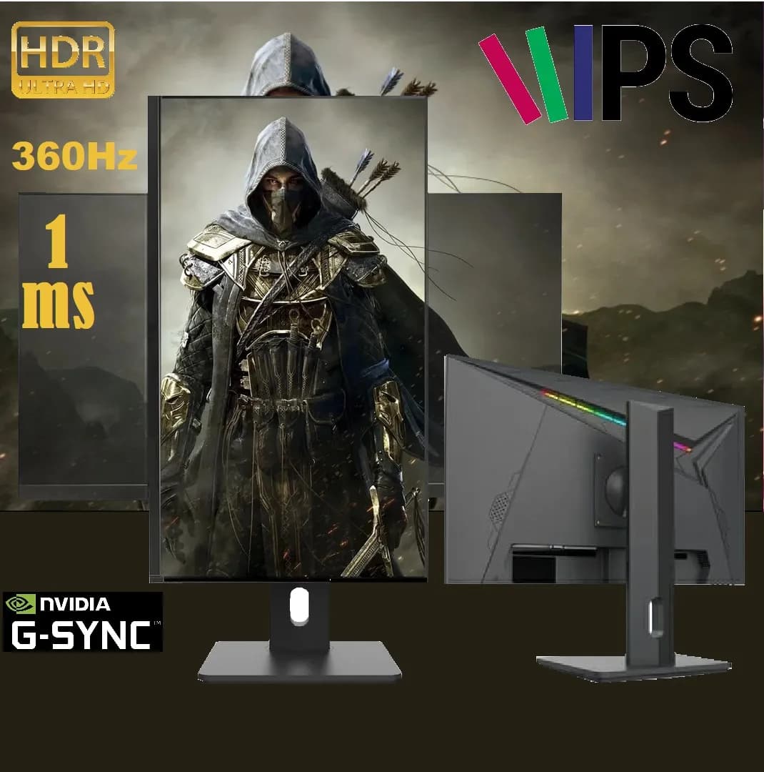 H2 27 Inch IPS HDR Gaming Monitor 1MS 360Hz Refresh Rate, NVIDIA G-SYNC, Eye Care, HDMI, DisplayPort