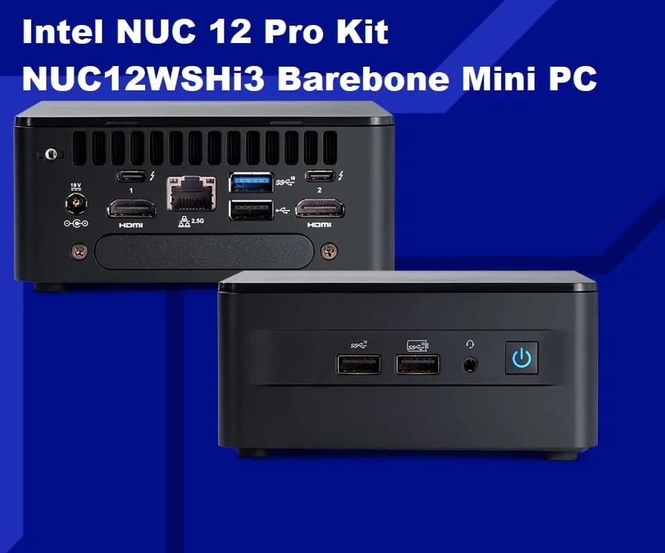 Intel NUC 12 Pro Kit NUC12WSHi3 Barebone Mini PC, Intel Core i3-1220P, 4.40 GHz Max, 64GB Max Memory, DDR4-3200