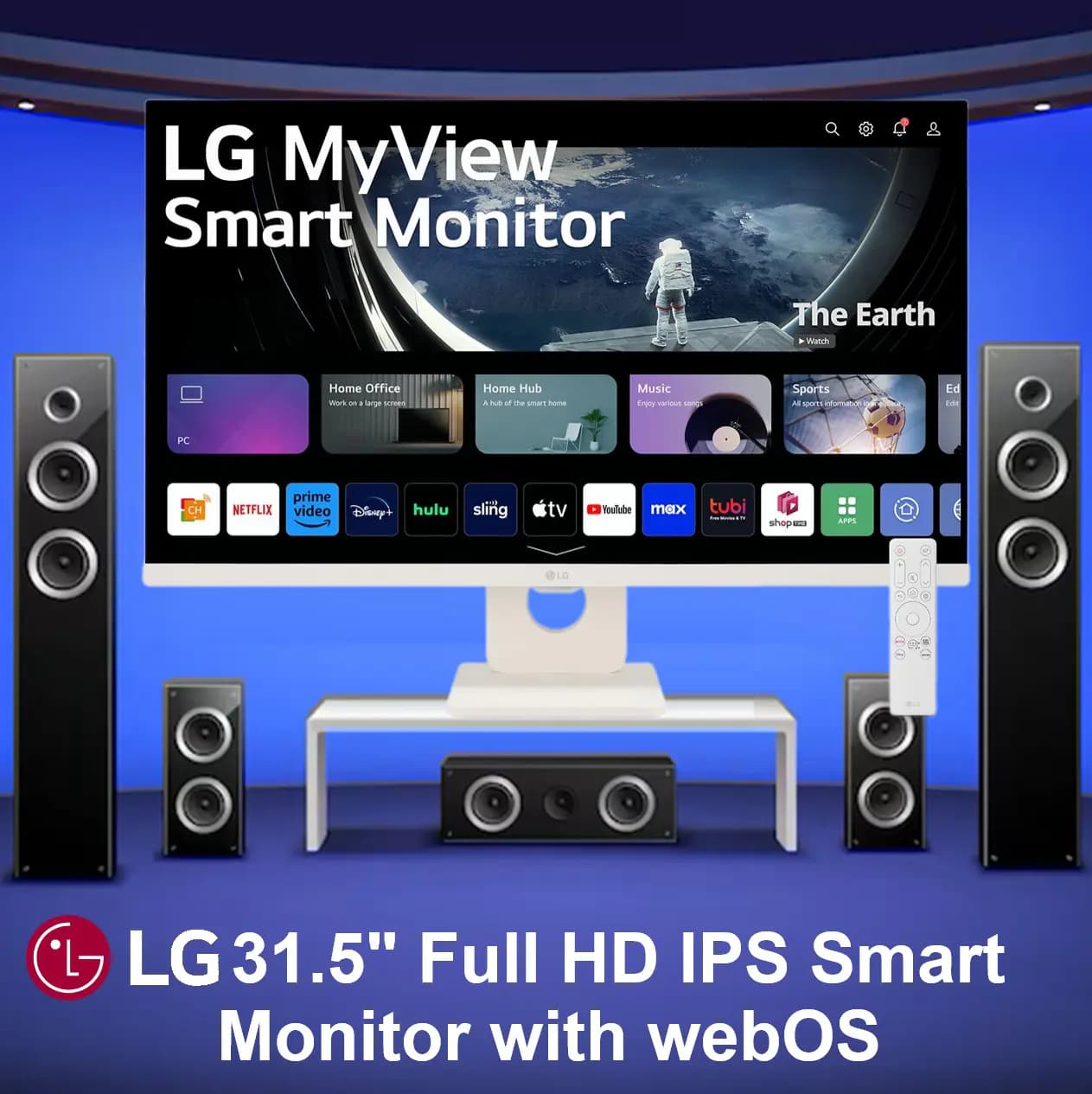 LG MyView 32 inch Smart Monitor with Full HD IPS, HDR10, webOS 23 Streaming, Built-in Speakers, Bluetooth & Wifi, AirPlay 2