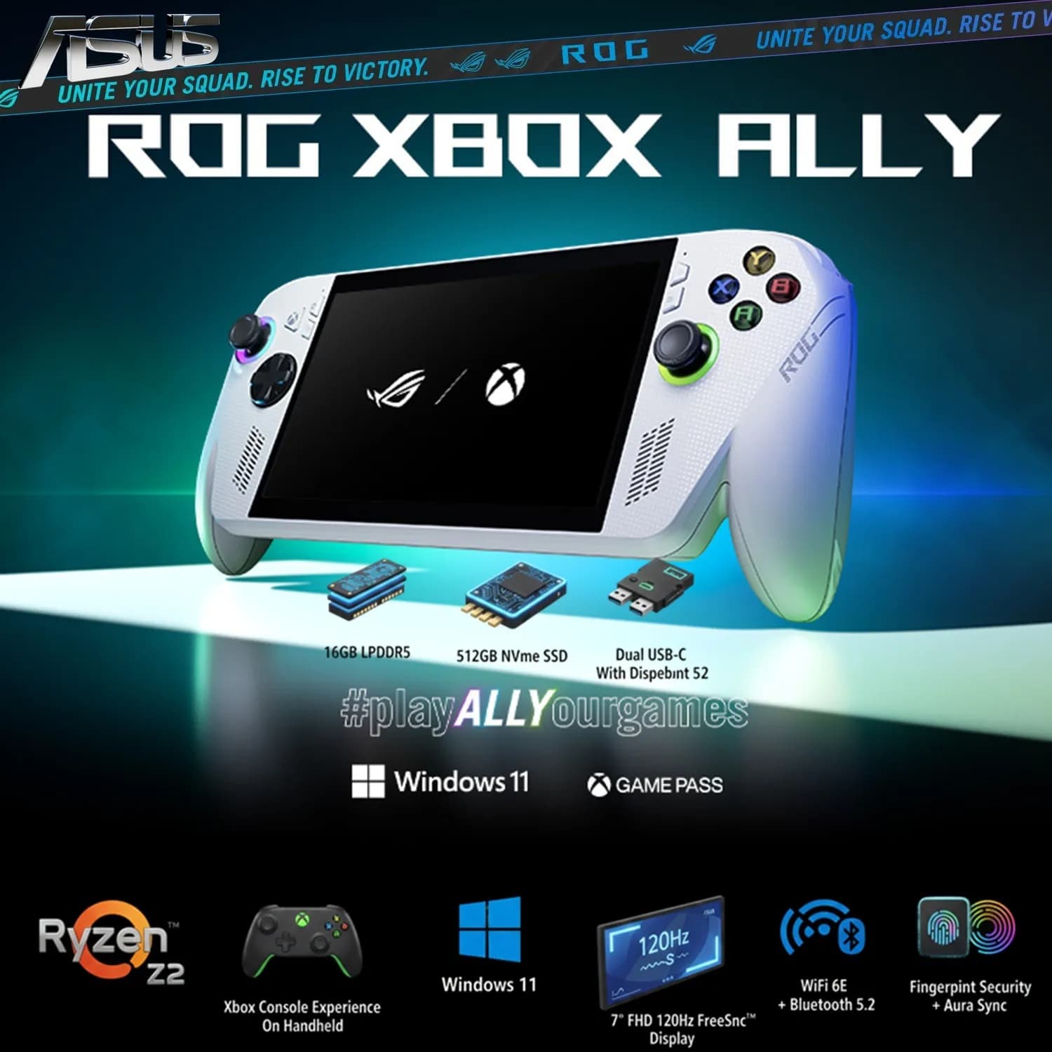 ASUS ROG Xbox Ally Handheld Gaming Console With Ryzen Z2 A, 16GB DDR5 RAM, 512GB NVMe SSD, 7โ FHD 120Hz FreeSync Display,...
