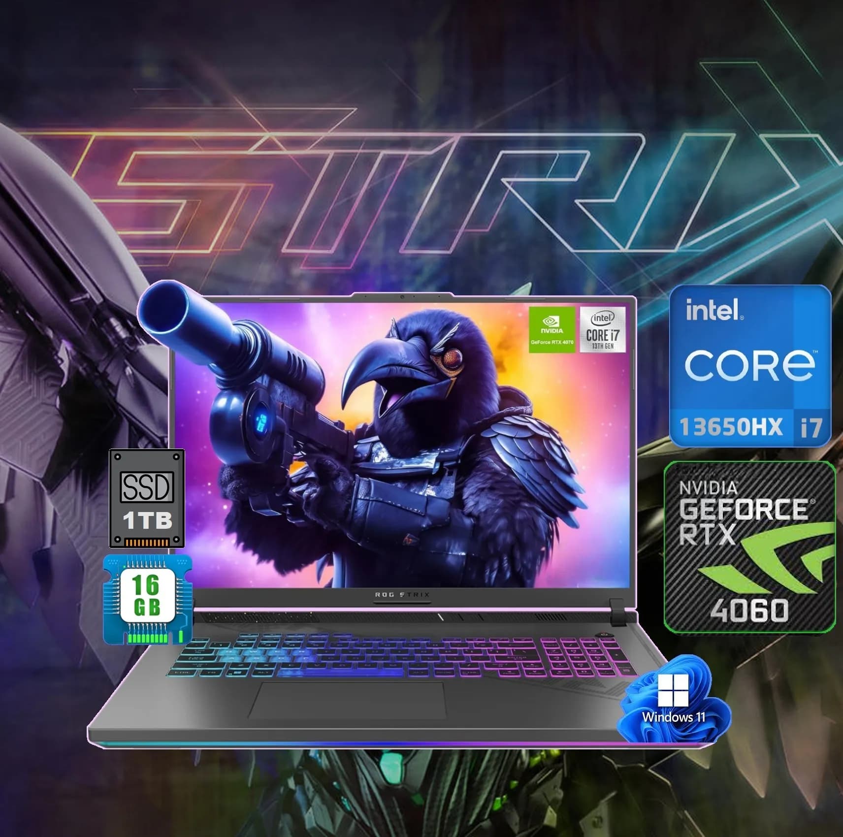 ROG Strix G16 Intel Core i7-13650HX | 16GB DDR5 RAM, 1TB SSD | 16-inch FHD+ Display 165Hz | Windows 11 | RTX 4060, 8GB