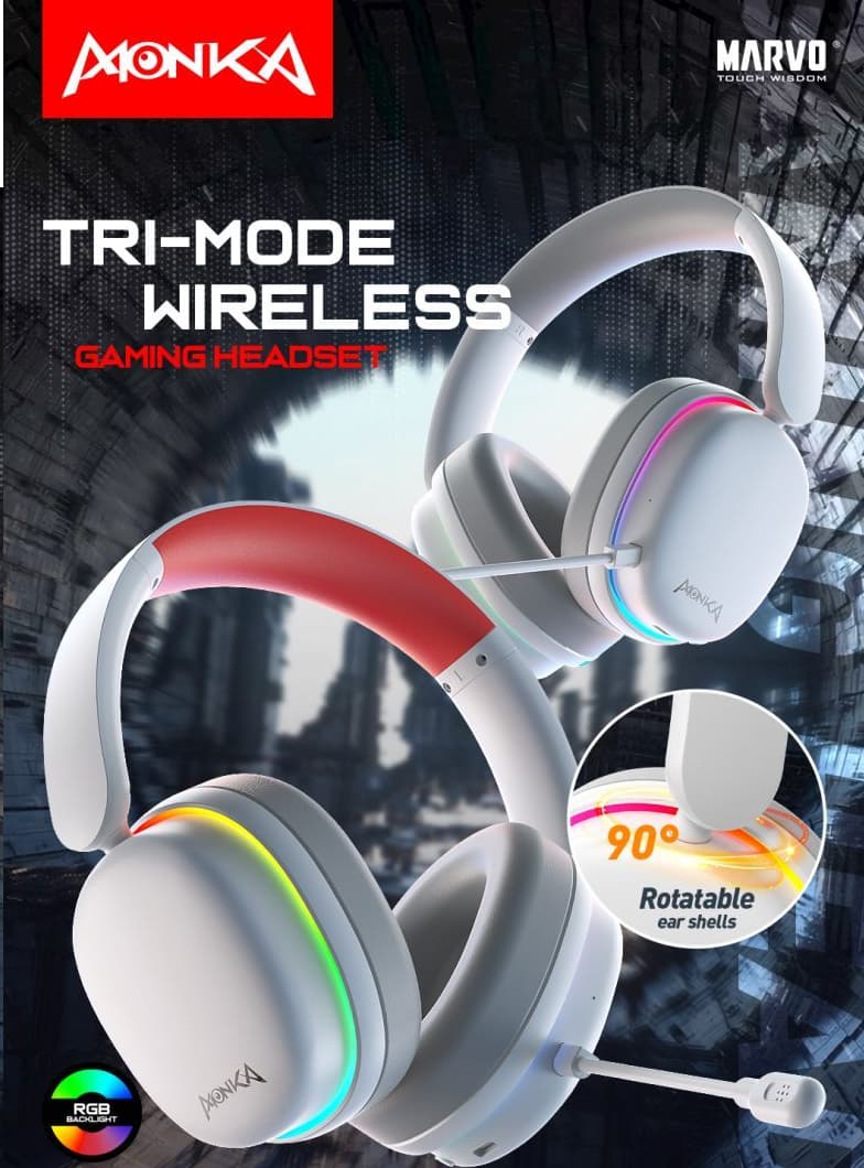 MARVO Monka Echo HG9070W Wireless Stereo Gaming Headset | Bluetooth 5.2, 50mm Speakers, RGB Illumination