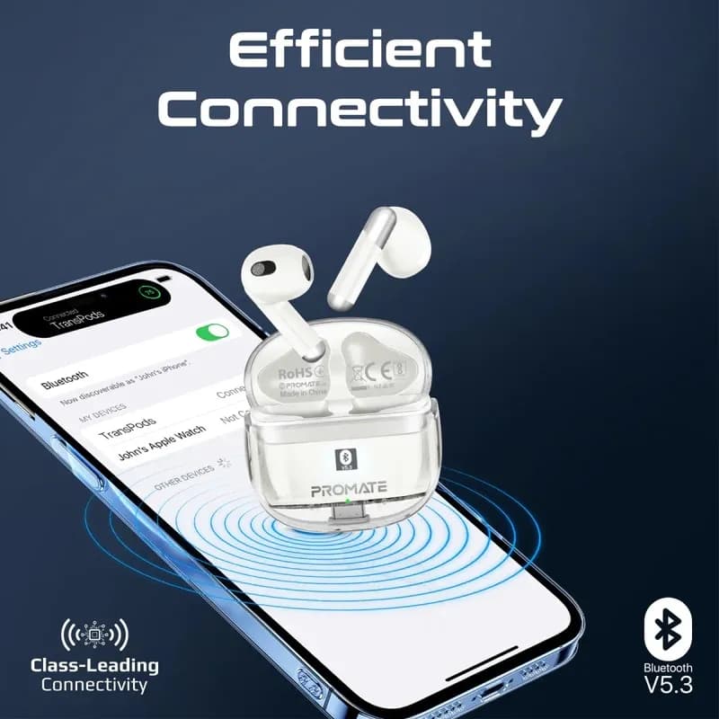 PROMATE High Definition Transparent TWS Earbuds with IntelliTouch