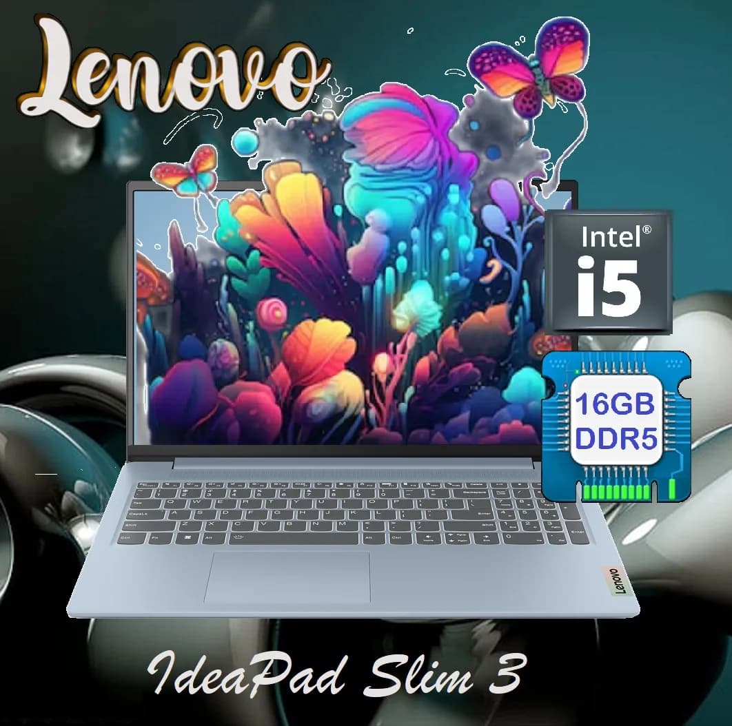 Lenovo IdeaPad Slim 3 15IRH8 Intel Core i5-13420H | 16GB DDR5 RAM, 512GB SSD | 15.6″ FHD Display | Intel UHD Graphics | DOS