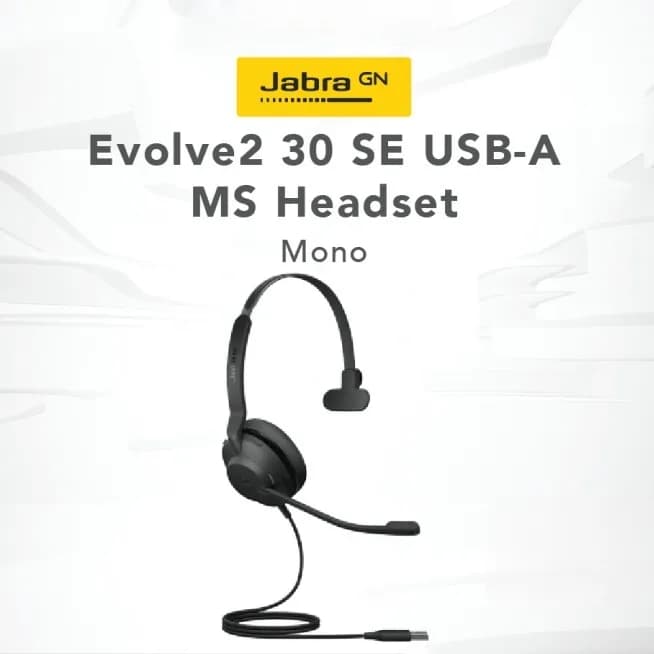 Jabra Evolve2 30 Wired Mono Professional Headset with Dual Microphones, Noise Isolation, Busylight