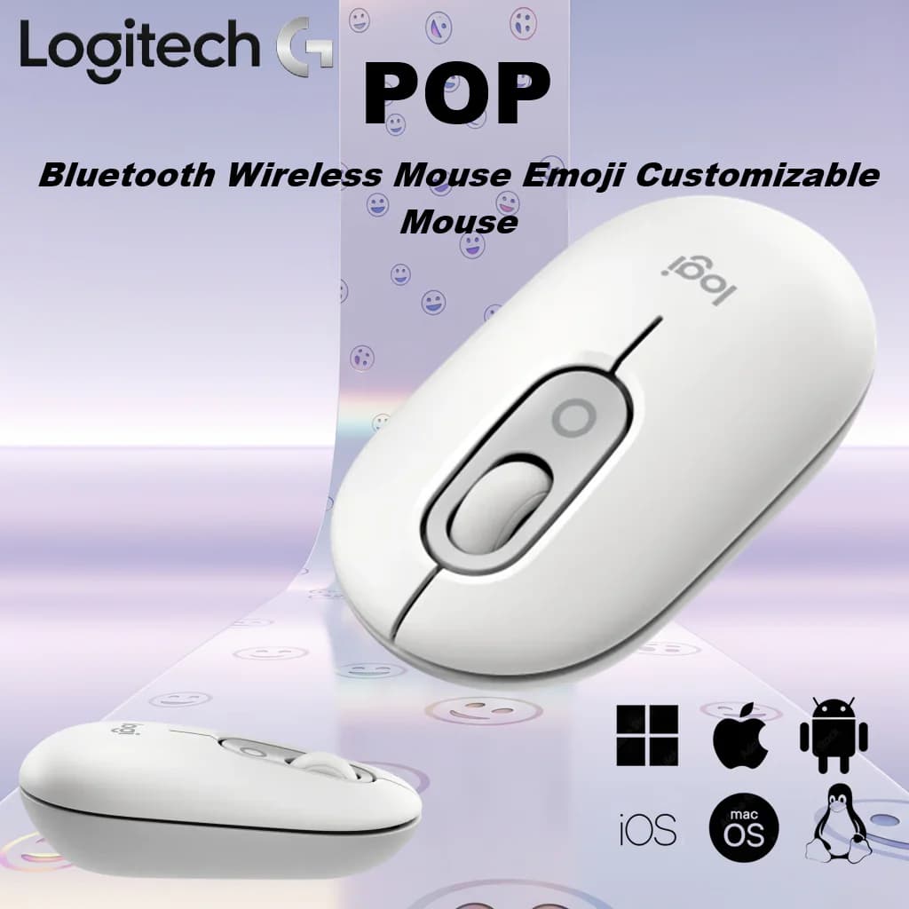 Logitech POP Bluetooth Wireless Mouse with Emoji Customizable Button (AK-02187)