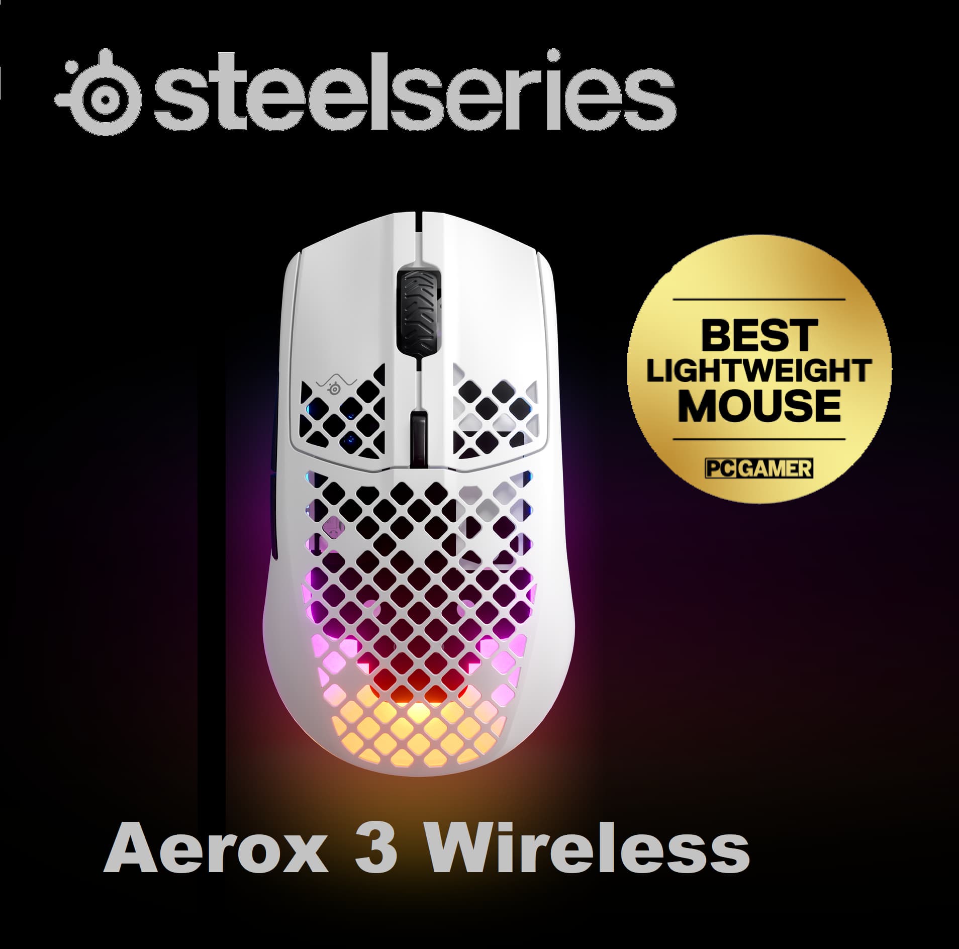 SteelSeries Aerox 3 Wireless RGB Gaming Mouse 1000Hz / 1 ms 18K DPI (AK-15355)