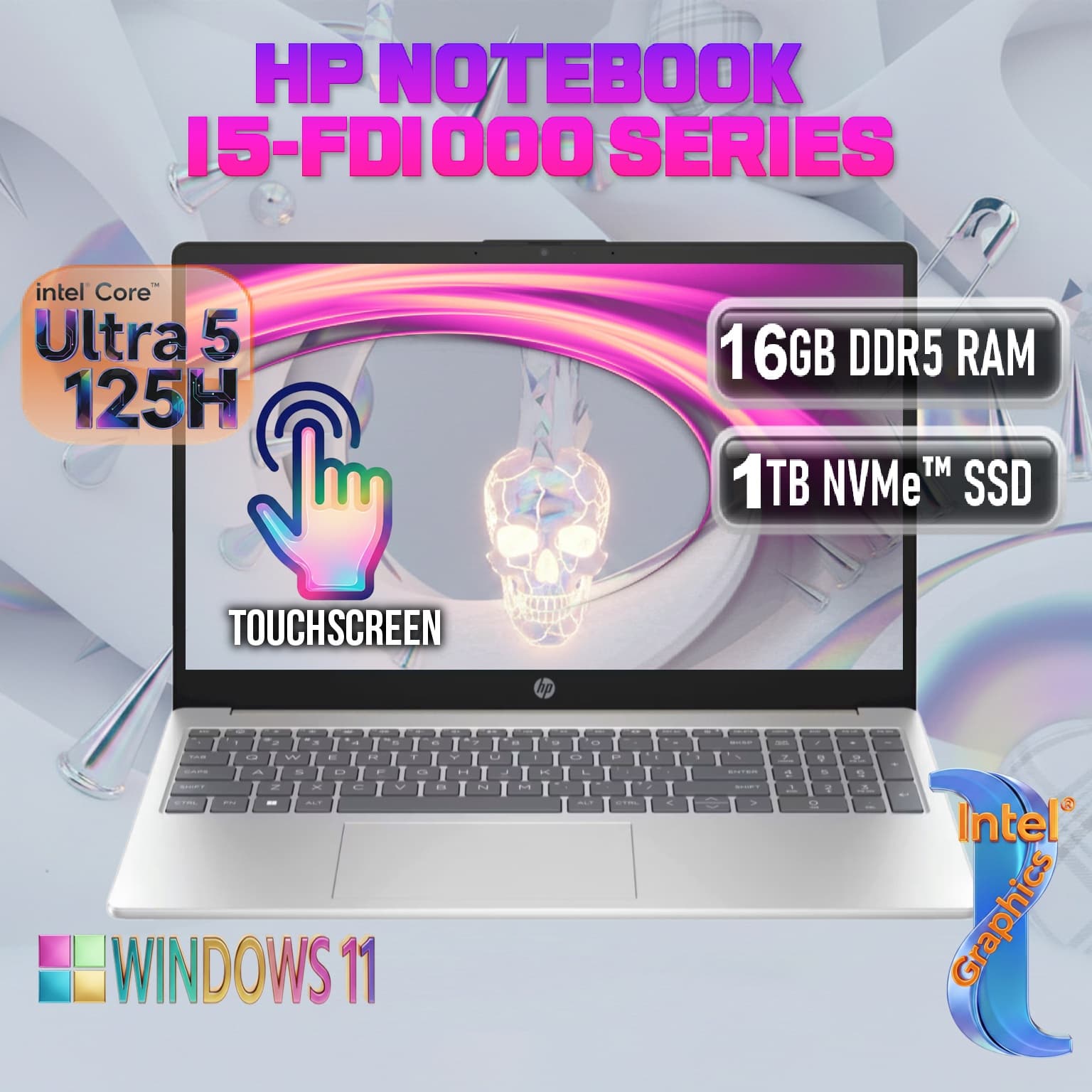 HP Notebook 15-fd1000: Intel Core Ultra 5 125H | 16GB DDR5 RAM, 1TB NVMe SSD | Intel Graphics | 15.6-inch FHD IPS TouchScreen