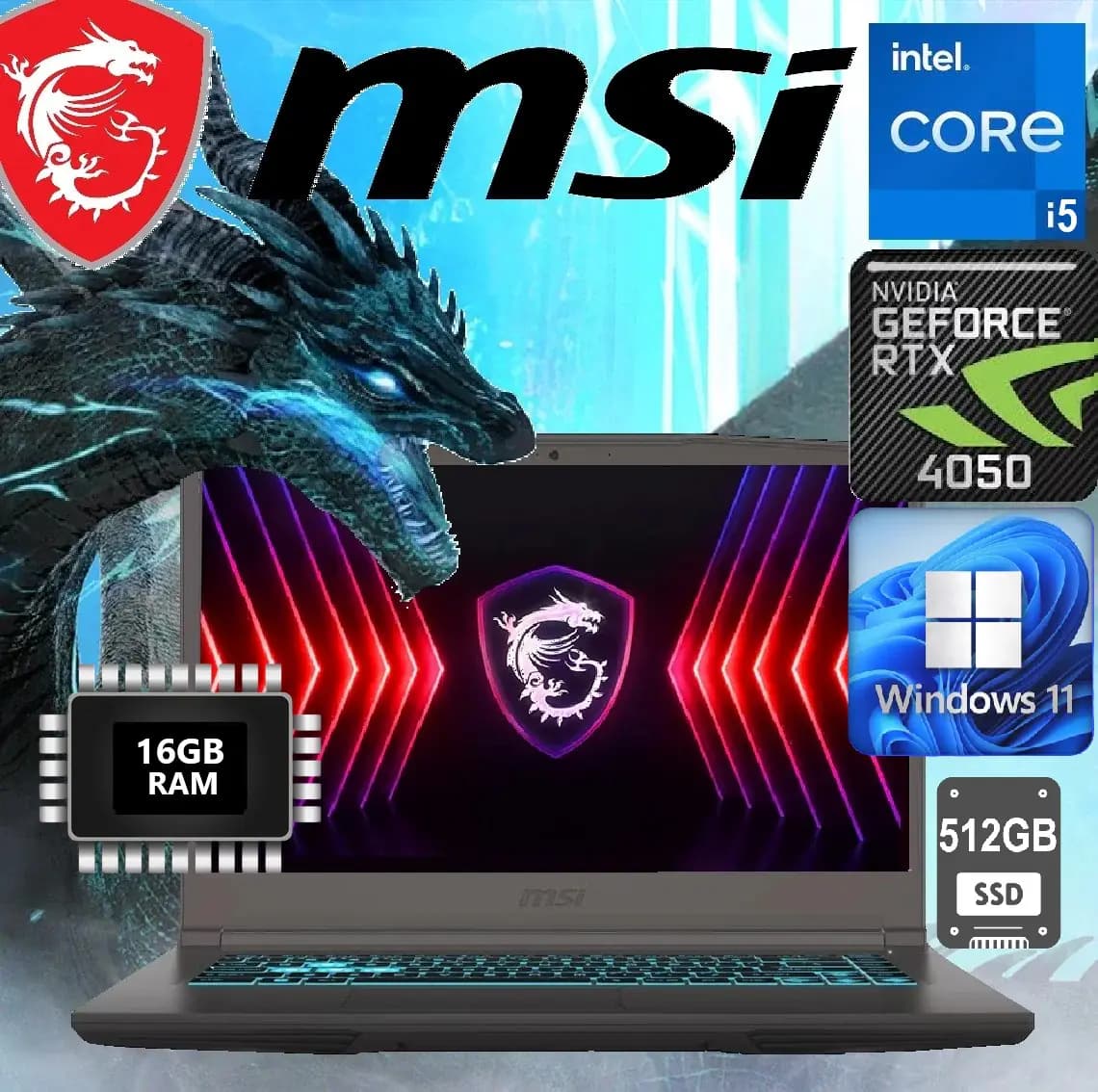 MSI THIN 15 B13VE Intel Core i5-13420H | 16GB DDR4 ; 512GB SSD | RTX 4050 6GB GDDR6 | 15.6″ IPS Display 144 Hz (AK-01941-5IXU)