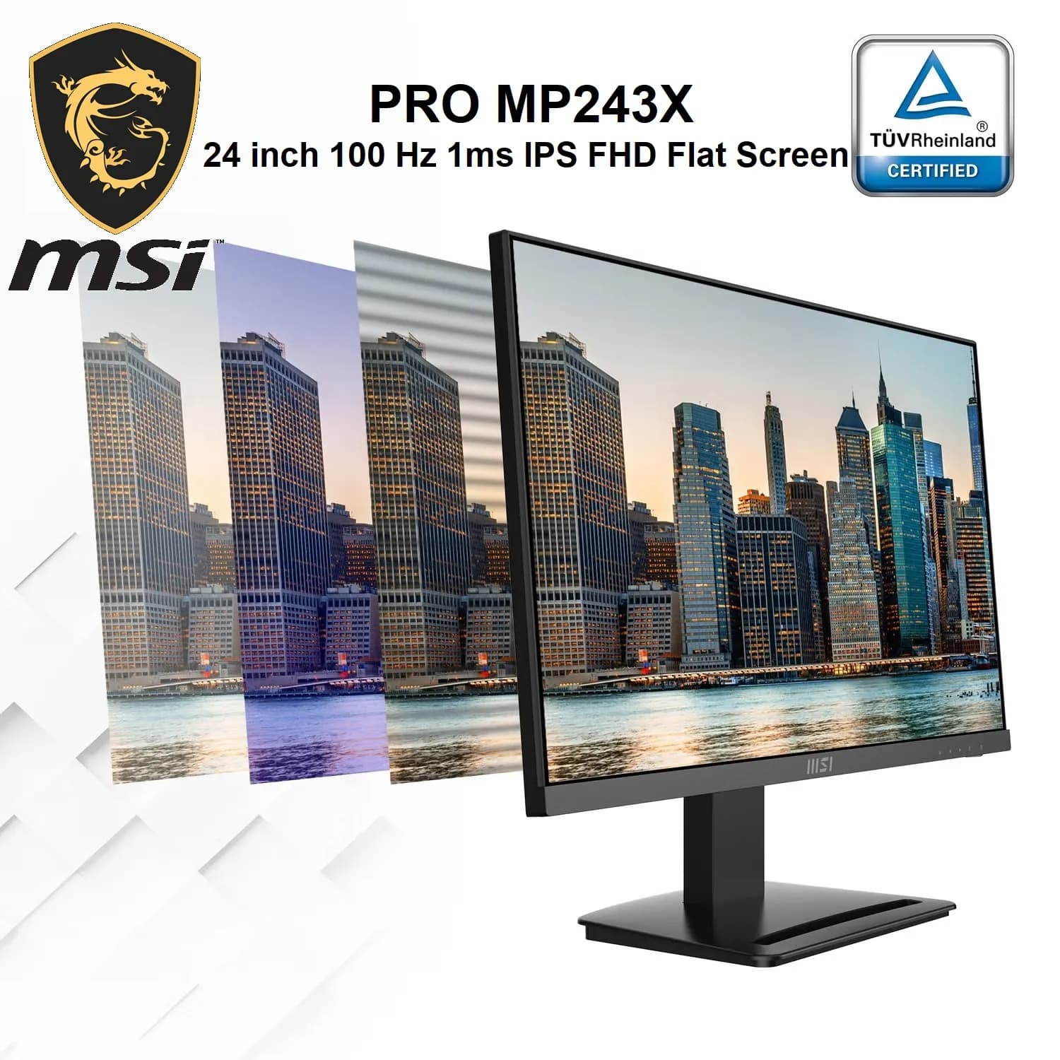 MSI PRO MP243X 24 inch 100 Hz 1ms IPS FHD Flat Screen, Blue Light Reduction, 3W Built-in Speakers