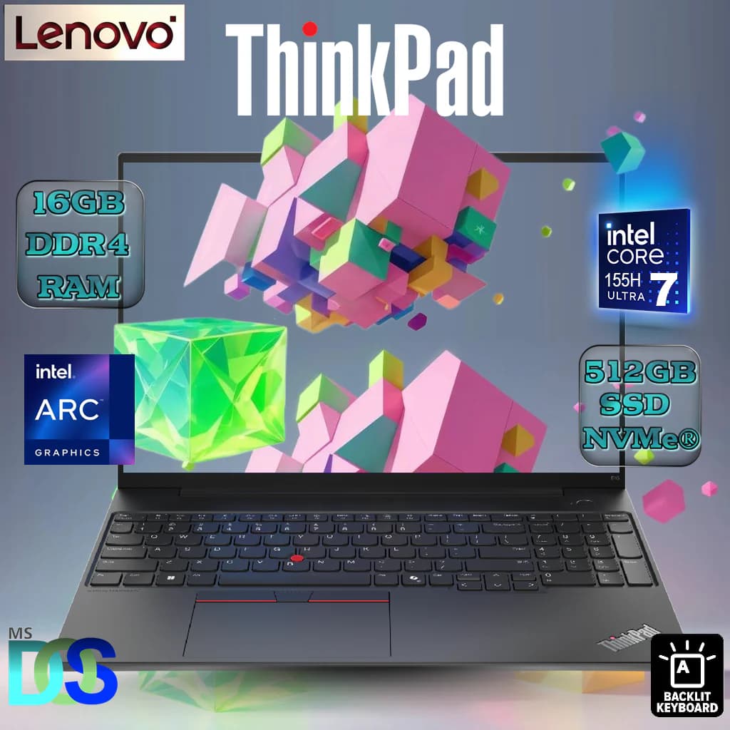 LENOVO AI PC ThinkPad E16 Gen 2 Intel Core Ultra 7 155H with AI Boost, up to 11 TOPS | 16GB DDR5 RAM, 512GB SSD NVMe