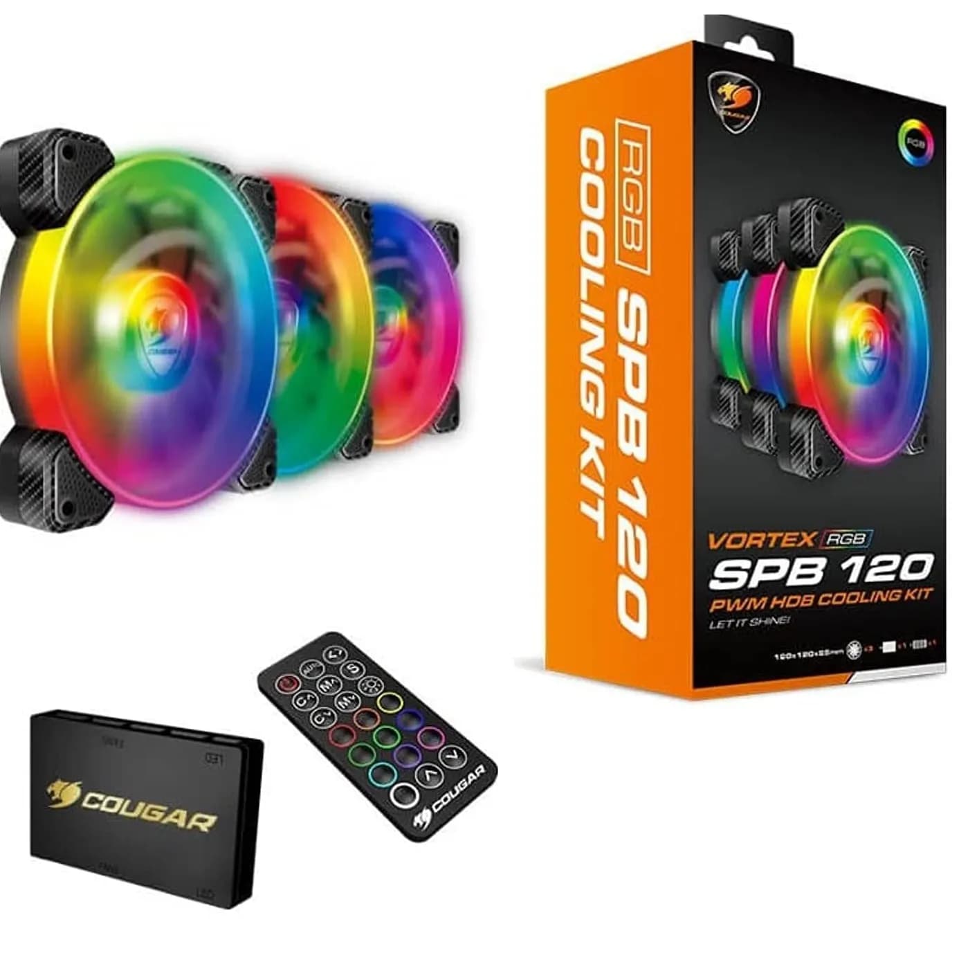 Cougar Hydraulic Vortex RGB SPB 120 mm PMW HDB Cooling Kit with addressable RGB Lighting, Core Box v2