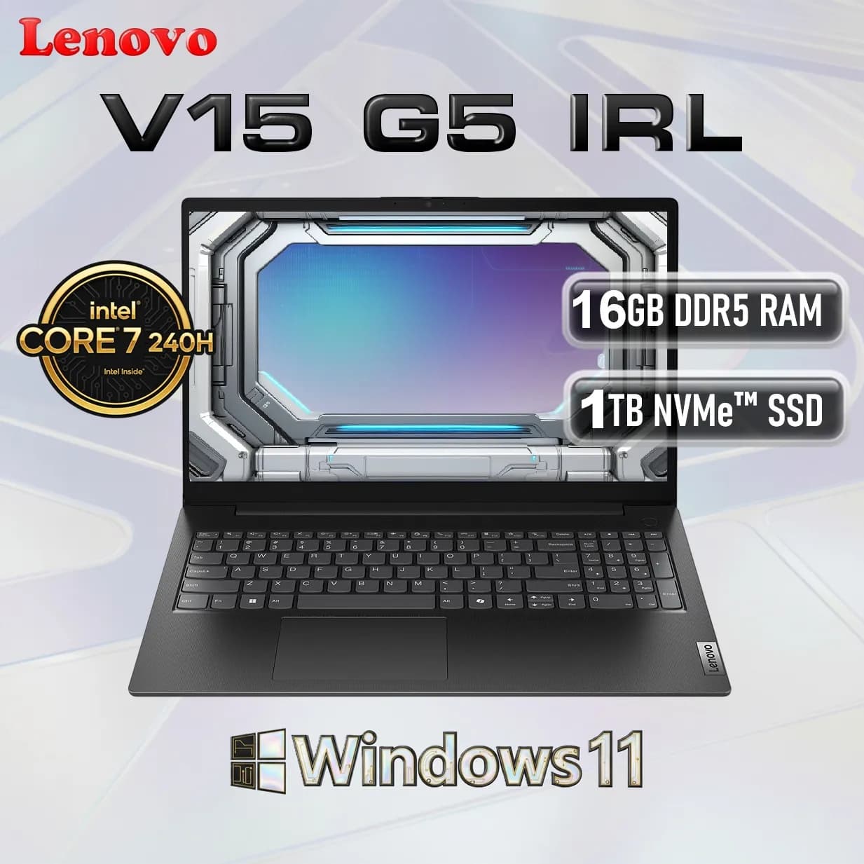 Lenovo V15 G5 IRL: Intel Core 7 240H | 16GB DDR5 RAM, 1TB SSD NVMe | Intel Graphics | 15.6-inch FHD Display | Windows 11
