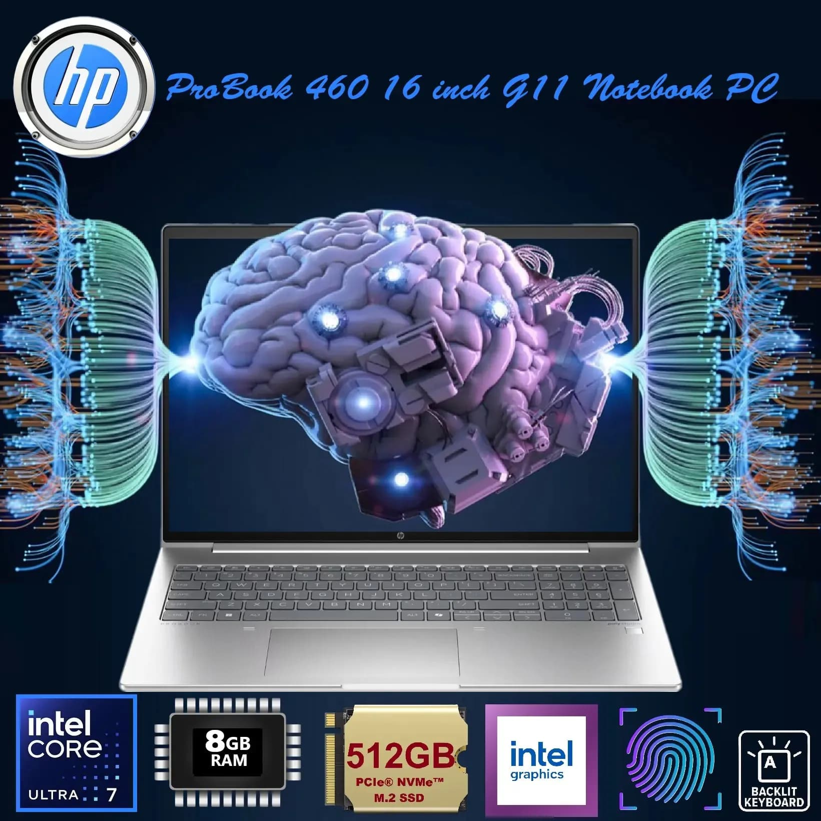 HP ProBook 460 G11 Notebook PC Intel Core Ultra 7 155U | 8GB DDR5 RAM ; 512GB NVMe SSD | Intel Graphics