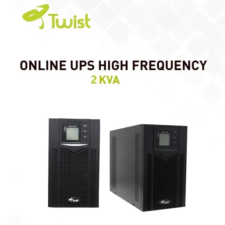 TWIST Online High-Frequency UPS 2KVA | True Sine Wave | Dual Conversion | LCD Display | Advanced PFC | 1800W Output