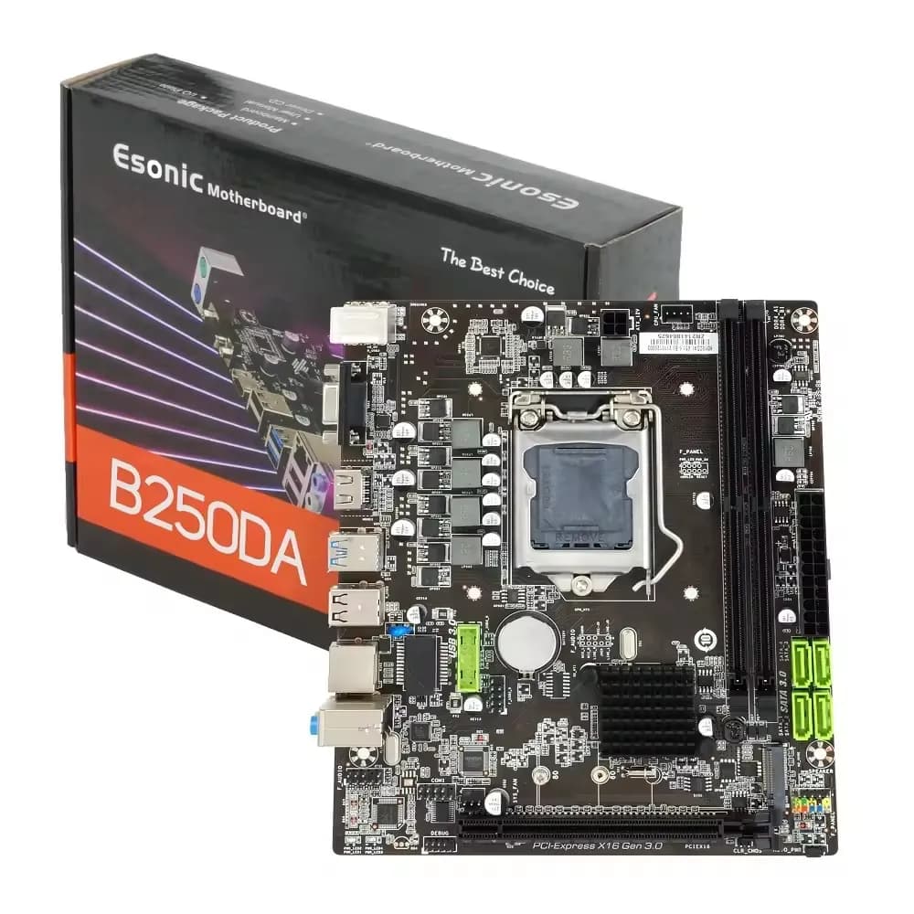 Esonic B250DA1 M.2 DDR4 Desktop Micro-ATX Motherboard LGA 1151, Supports Intel 6th 7th 8th 9th Gen Core i7 i5 i3