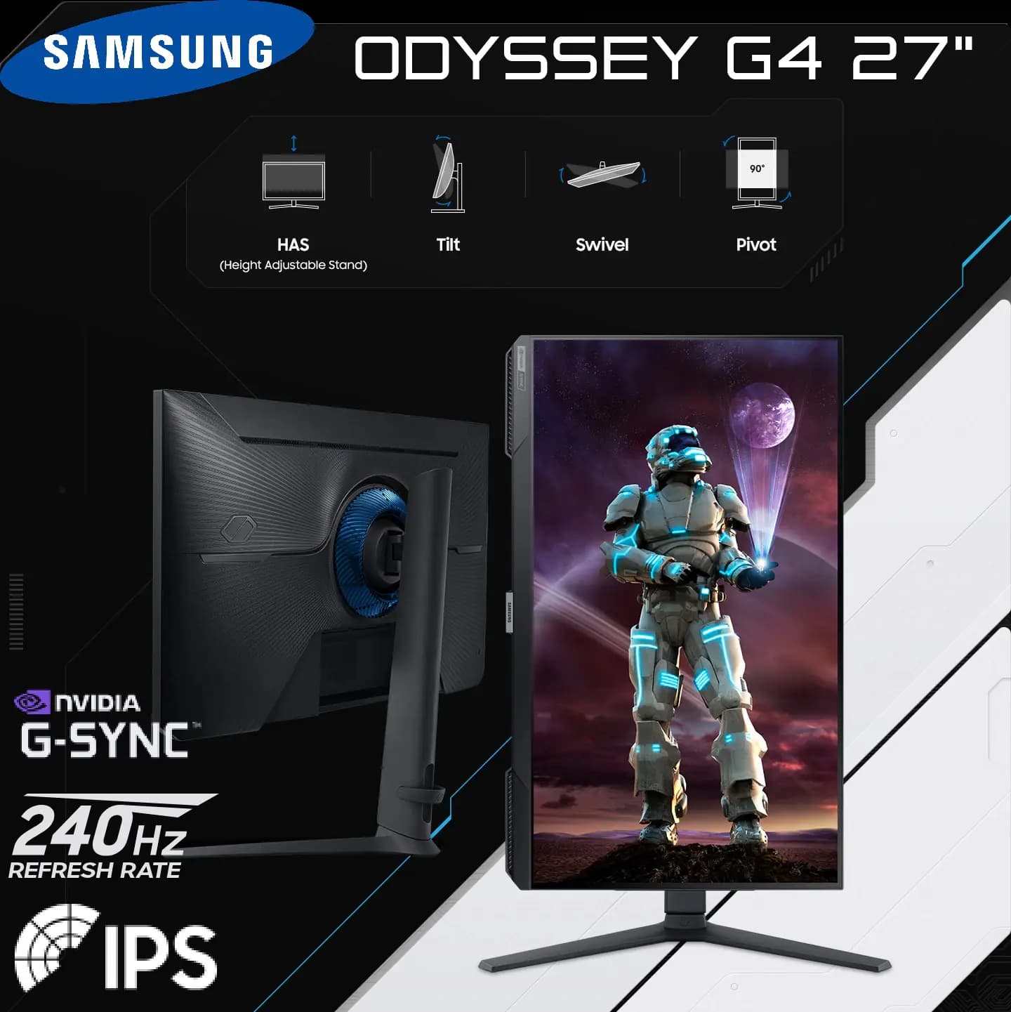 Samsung 27″ Full HD Gaming Monitor With IPS Panel, 240Hz Refresh Rate and 1ms Response Time