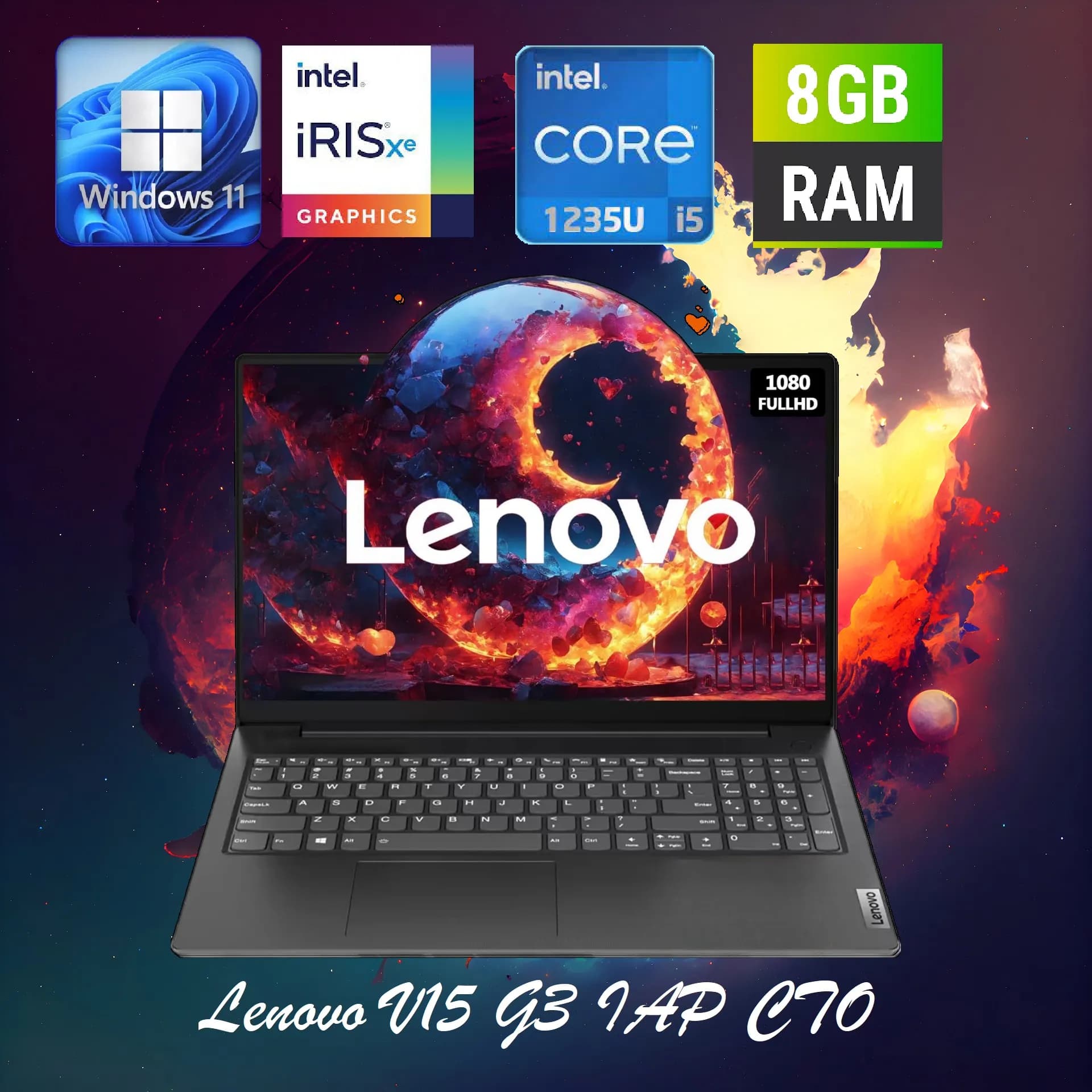 Lenovo V15 G3 IAP CTO Intel Core i5-1235U | 8GB DDR4 RAM ; 512GB SSD | 15.6 inch FHD TN Display | Intel Iris Xe Graphics