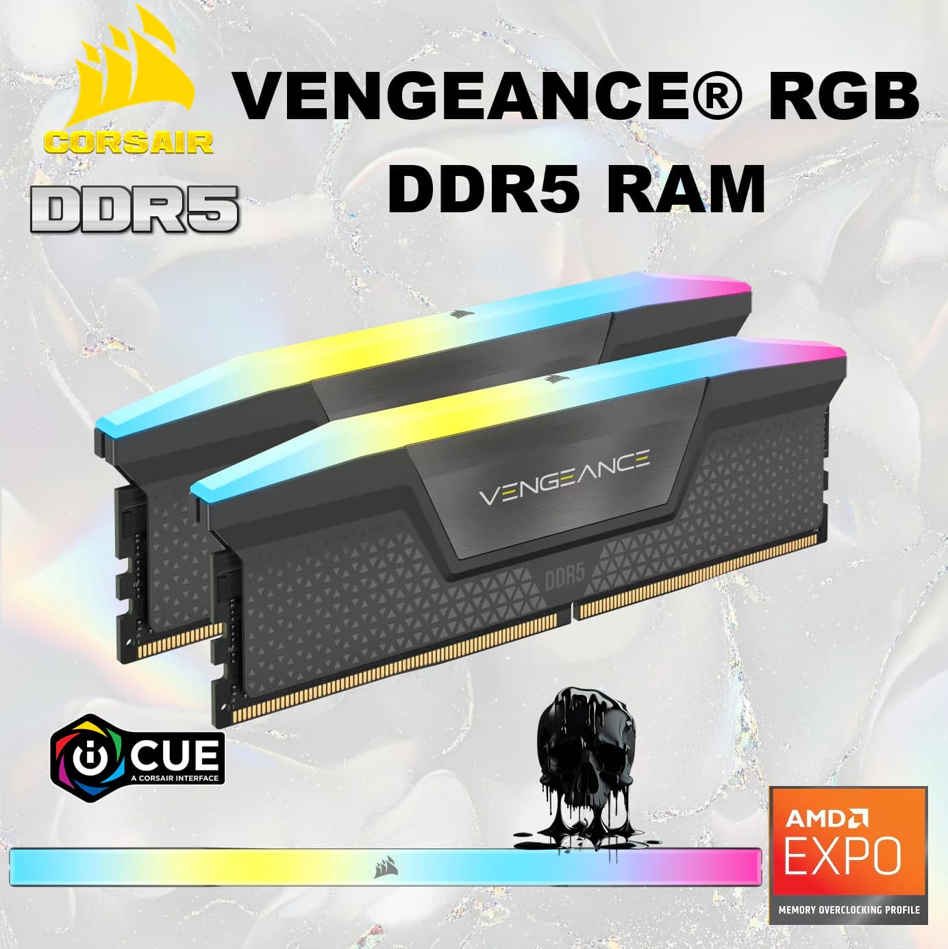 CORSAIR Vengeance RGB 32GB RAM Kit (2x 16GB) DDR5 6000MT/s CL38 1.35V Memory Kit With Ten-Zone RGB, AMD EXPO Ready