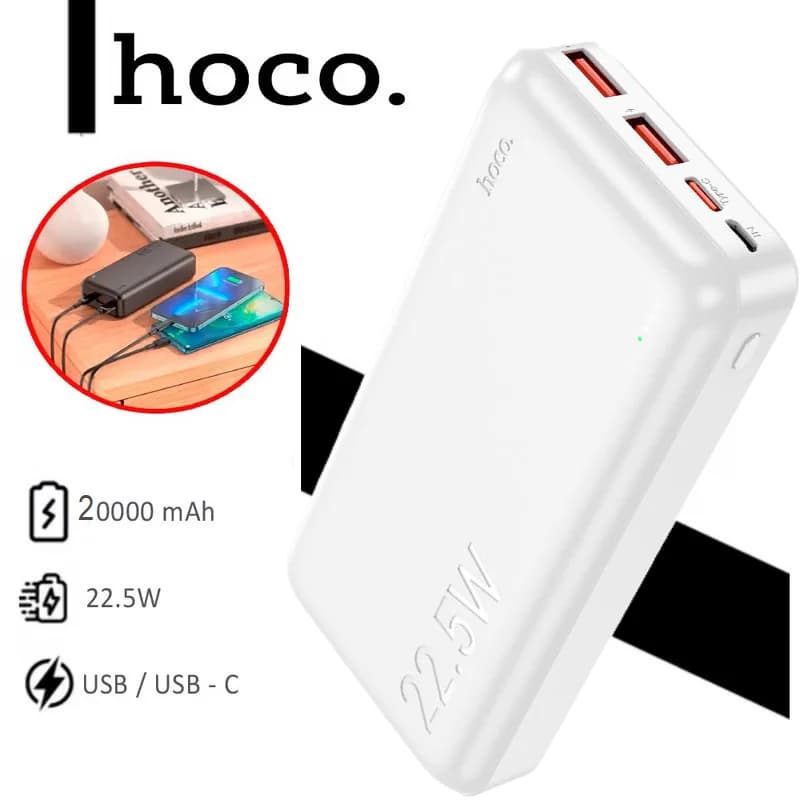 HOCO J101A Astute, Mobile Power Bank, 20000mAh, single Type-C and Two USB-A Outputs, Support Fast Charging Protocols , Short...